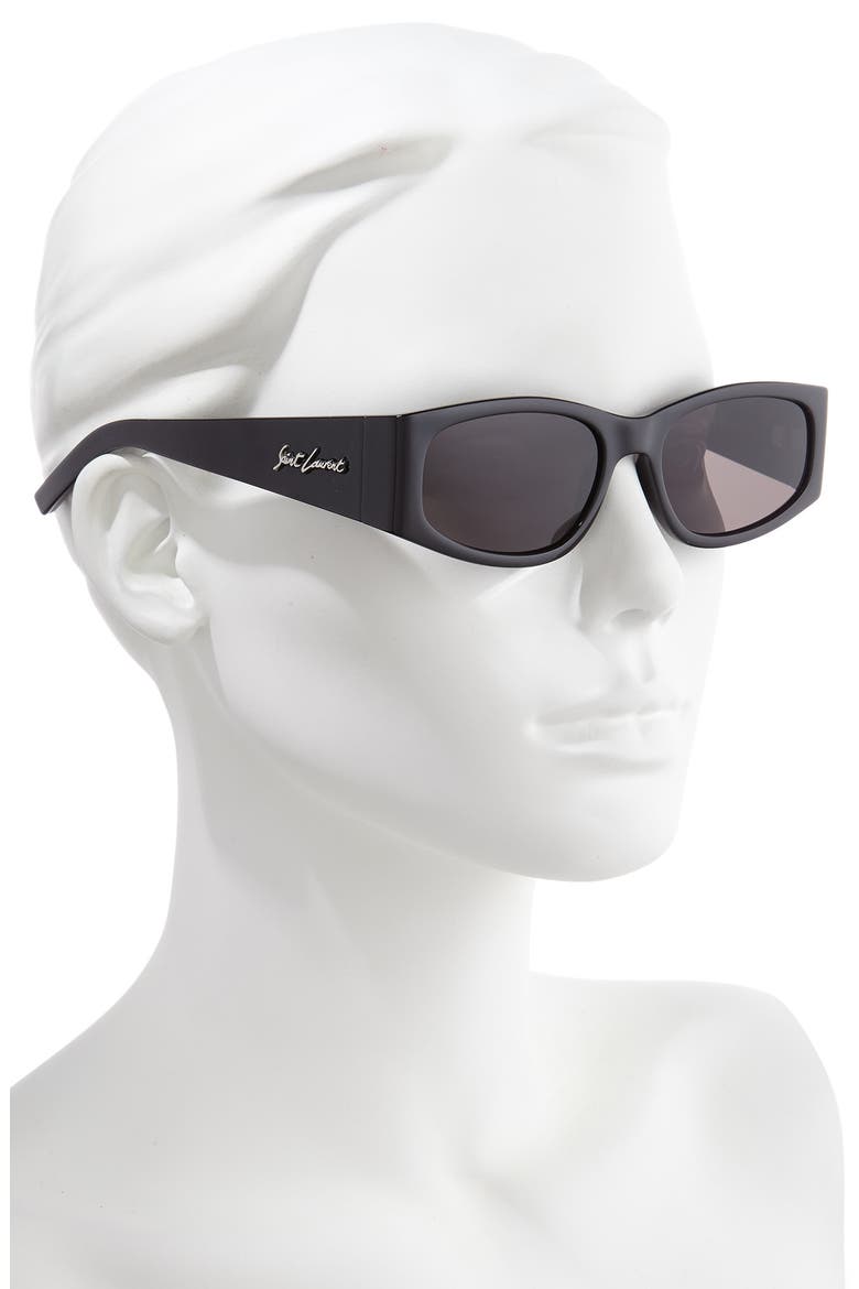 55mm Rectangular Sunglasses, Alternate, color, SHINY BLACK/ BLACK