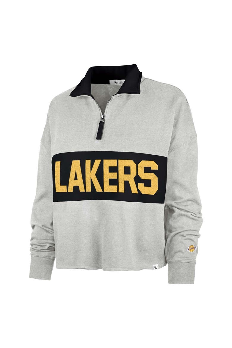 Women's '47 Heather Gray Los Angeles Lakers Breakthrough Remi Quarter-Zip Jacket, Alternate, color, Heather Gray
