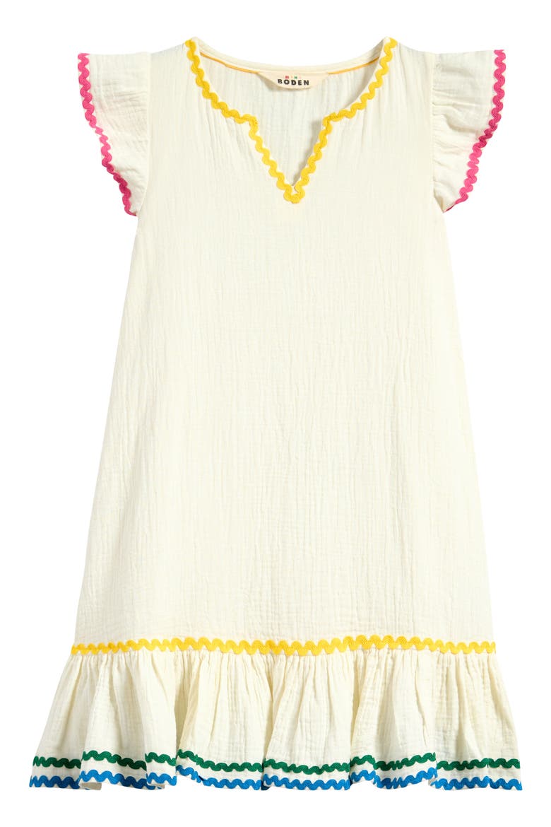 Kids' Remy Floral Cotton Gauze Cover-Up Dress, Main, color, IVORY RIC RAC