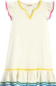 Mini Boden Kids' Remy Floral Cotton Gauze Cover-Up Dress
