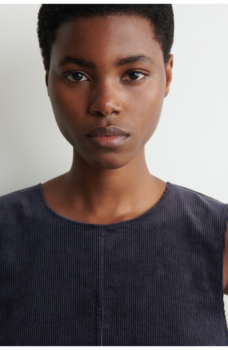 COS A-Line Corduroy Midi Dress, Alternate, color, Navy