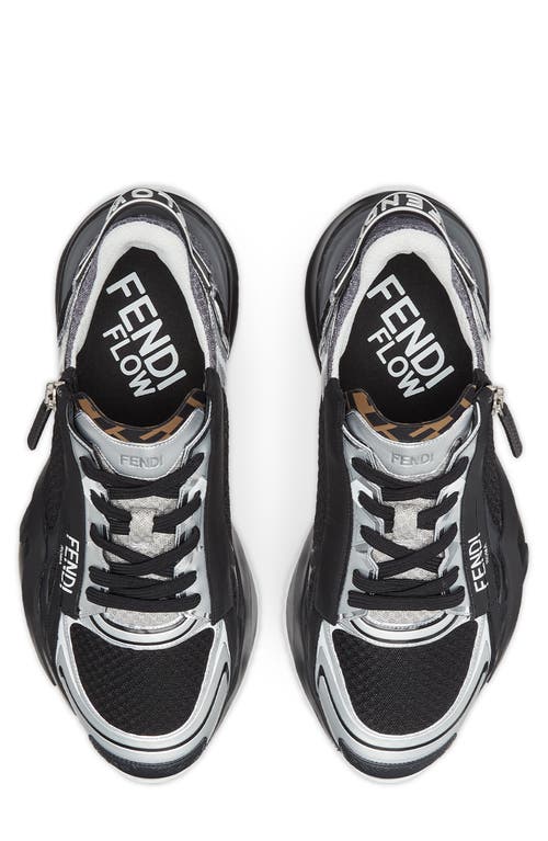 Fendi Flow Mesh Low-top Sneakers In Silver/nero