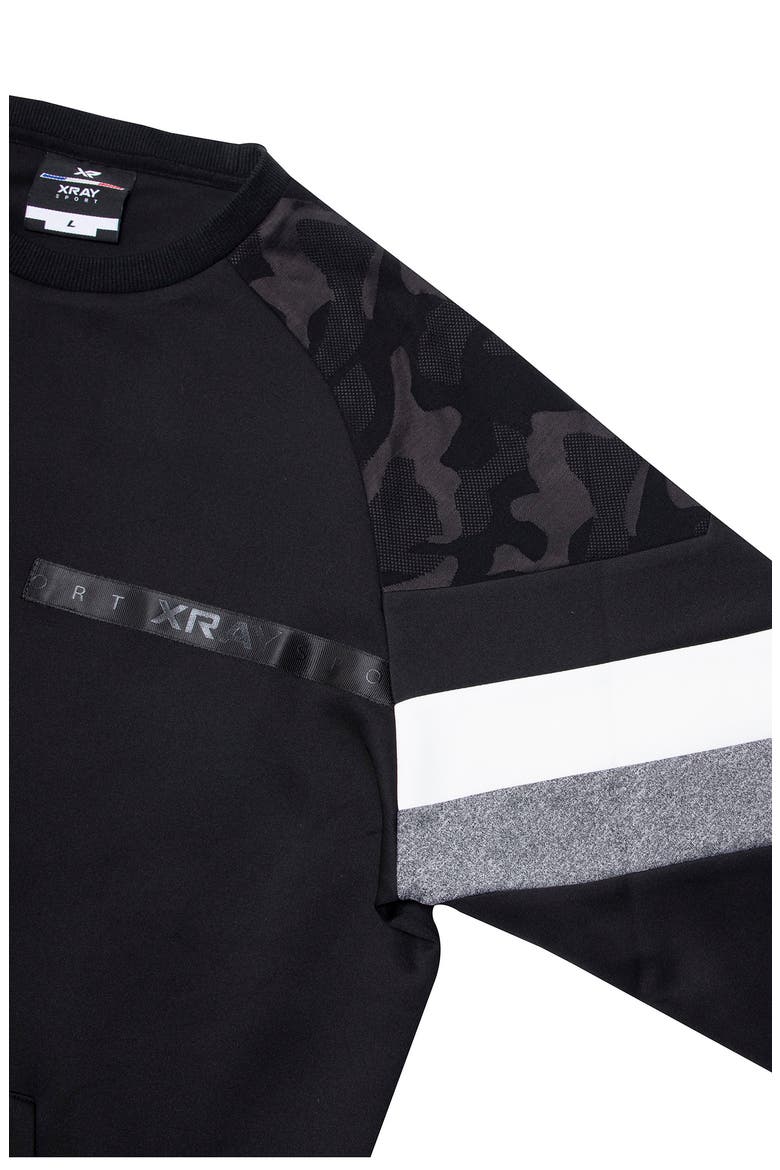 Colorblock Pullover Crewneck Sweatshirt, Alternate, color, BLACK/ CAMO/ HEATHER GREY