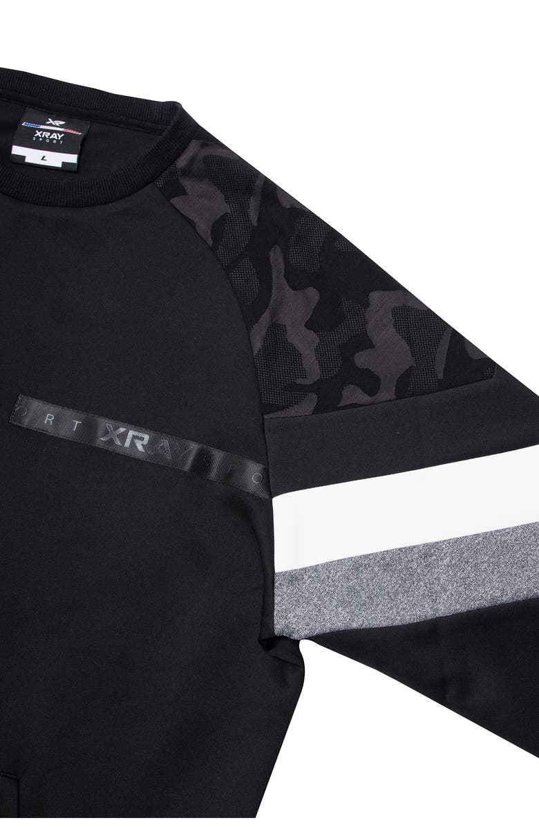 XRAY Colorblock Pullover Crewneck Sweatshirt, Alternate, color, Black/ Camo/ Heather Grey