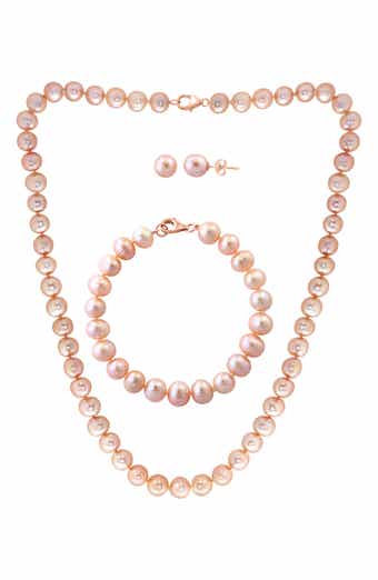 Freshwater Pearl Earrings, Bracelet & Necklace Set