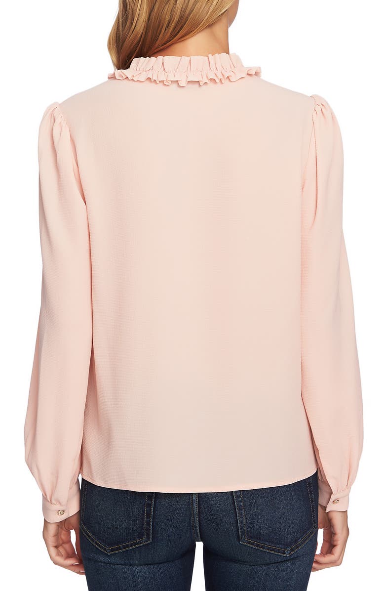 CeCe Ruffle Split Tie Neck Blouse, Alternate, color, 