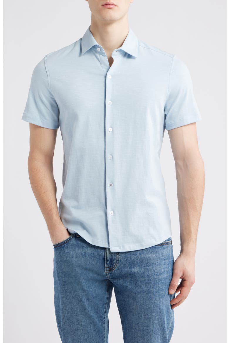 Kimberton Short Sleeve Knit Button-Up Shirt, Main, color, CLOUDY BLUE