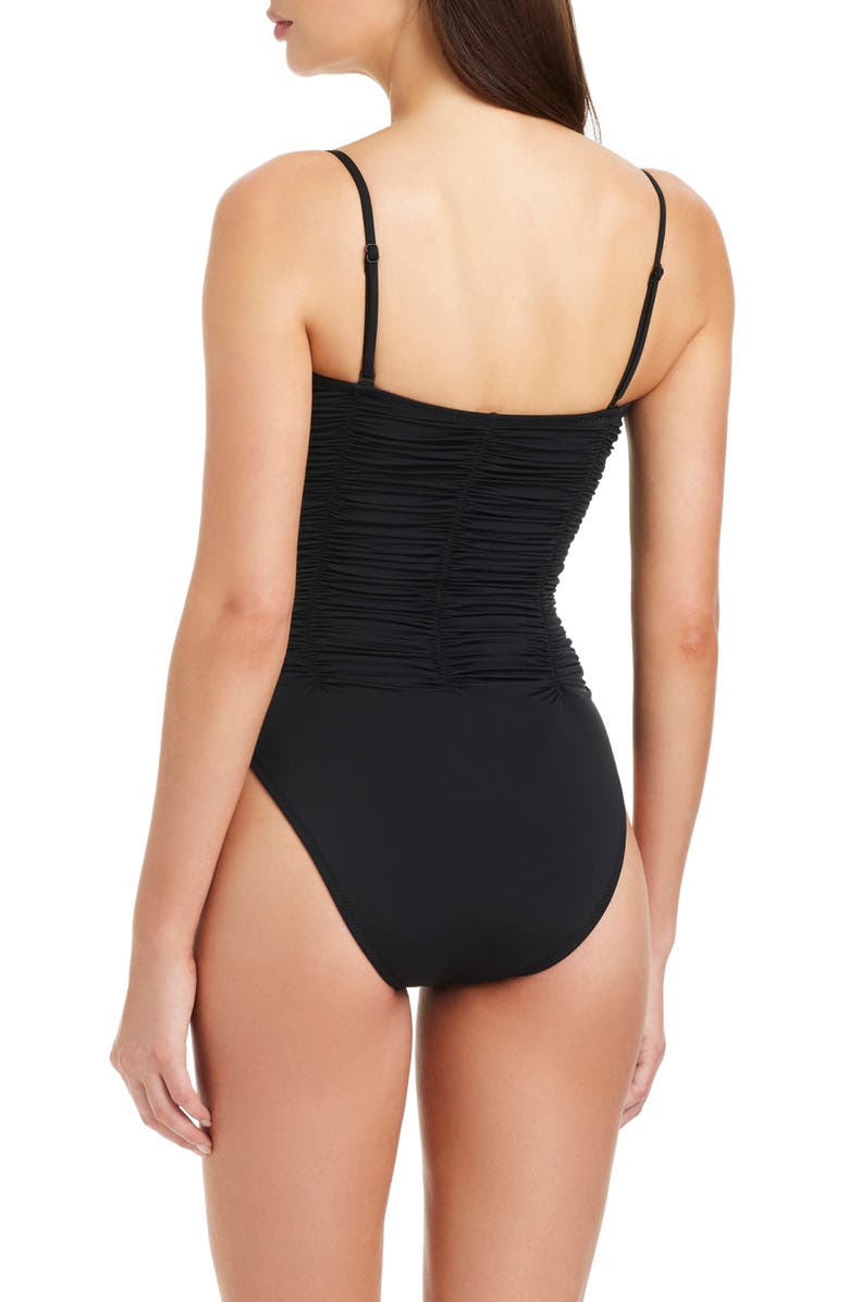 Sanctuary Shirred One-Piece Swimsuit, Alternate, color, Black