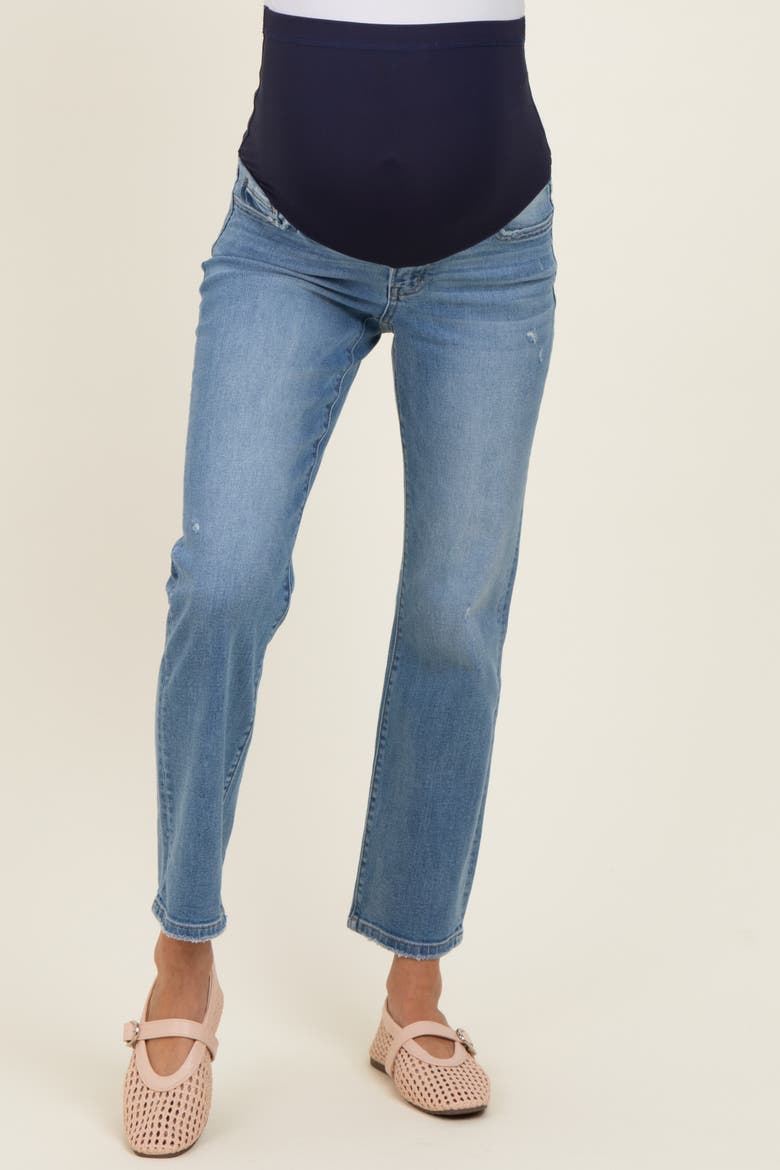 Ankle Slim Straight Leg Maternity Jeans, Alternate, color, Blue