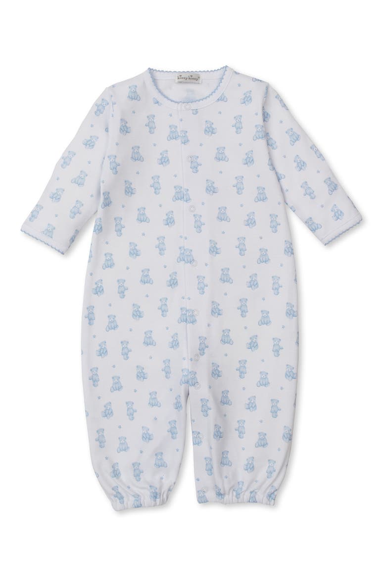 Teddy Bear Print Convertible Pima Cotton Gown, Alternate, color, LIGHT BLUE