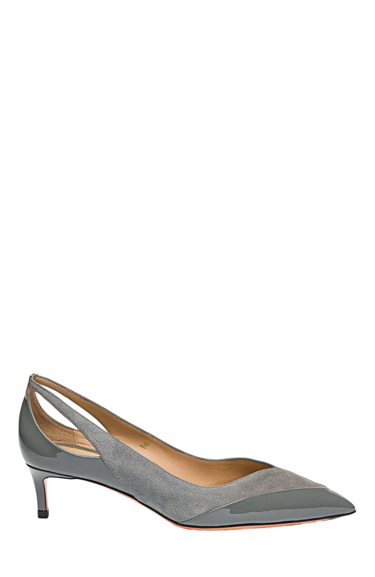 Santoni Women's kitten heel pump, Main, color, Gray
