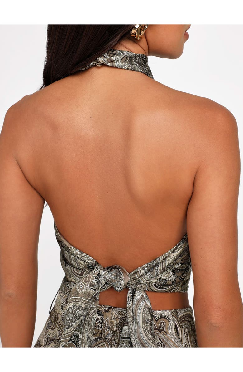 Marciano Treasure Paisley Halter Top, Alternate, color, Paisley Taupe Combo