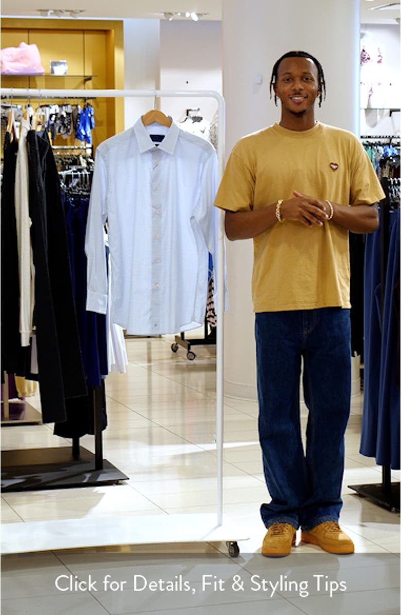 Trim Fit Poplin Micro Check Dress Shirt, sales video thumbnail