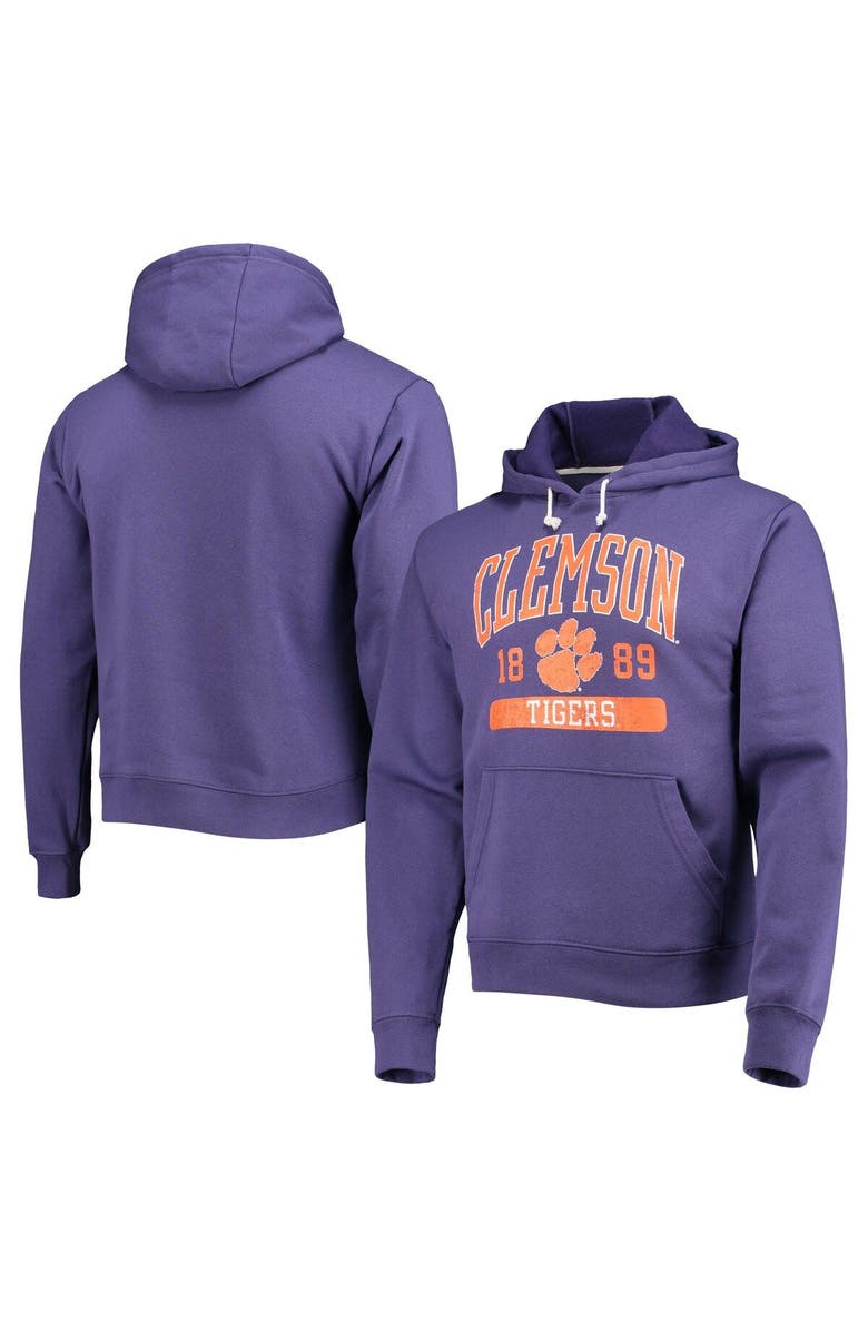 LEAGUE COLLEGIATE WEAR Men's League Collegiate Wear Purple Clemson Tigers Volume Up Essential Fleece Pullover Hoodie, Main, color, 