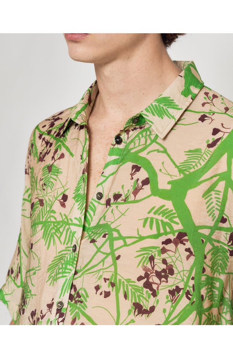 Lost Pattern NYC "Coco Dream" Oversized Hawaii Shirt, Alternate, color, Khaki & Green