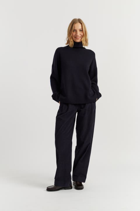 Wool Cashmere Elbow Patch Rollneck Sweater