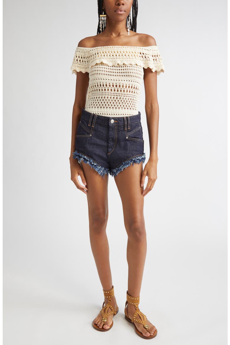 Zaelle Off the Shoulder Crochet Top, Alternate, color, ECRU
