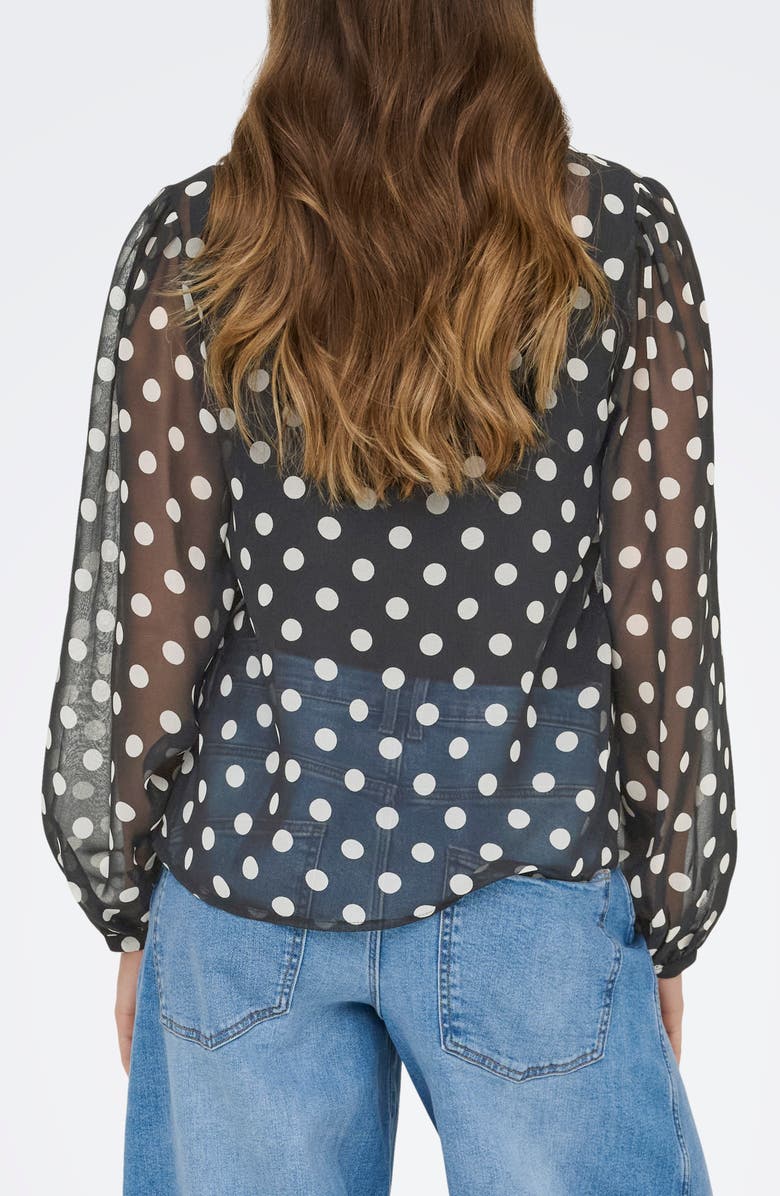 Only Fedja Polka Dot Long Sleeve Woven Top, Alternate, color, Black/ White Dots