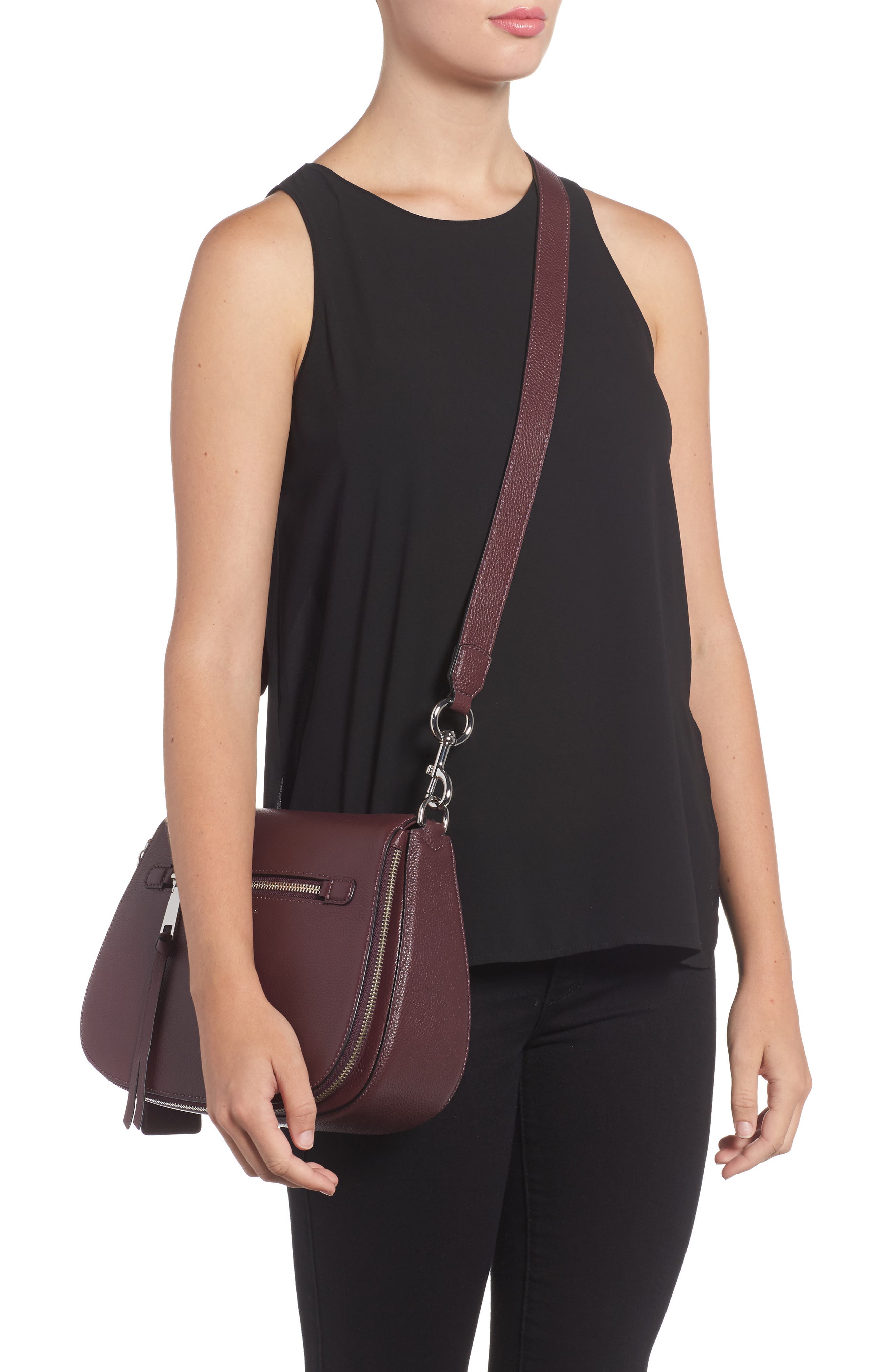 Recruit Nomad Pebbled Leather Crossbody Bag, Alternate, color, BLACKBERRY