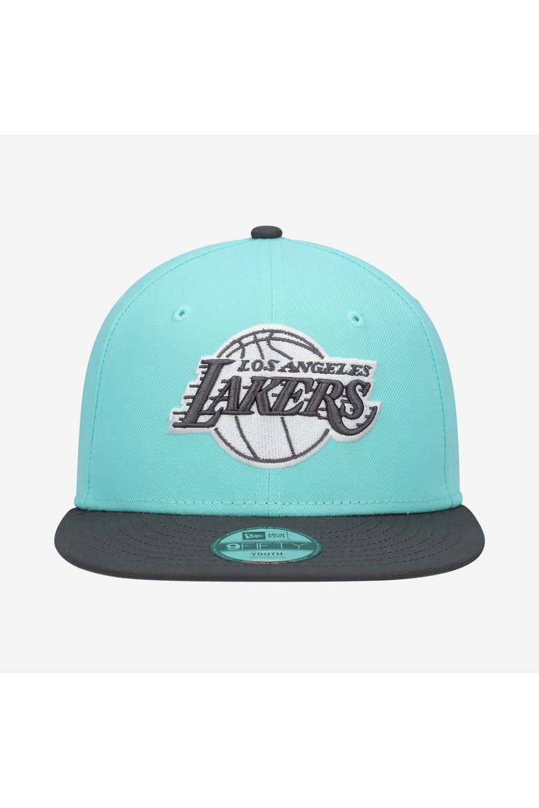 Youth New Era  Turquoise/Charcoal Los Angeles Lakers 9FIFTY Snapback Hat, Alternate, color, Turquoise