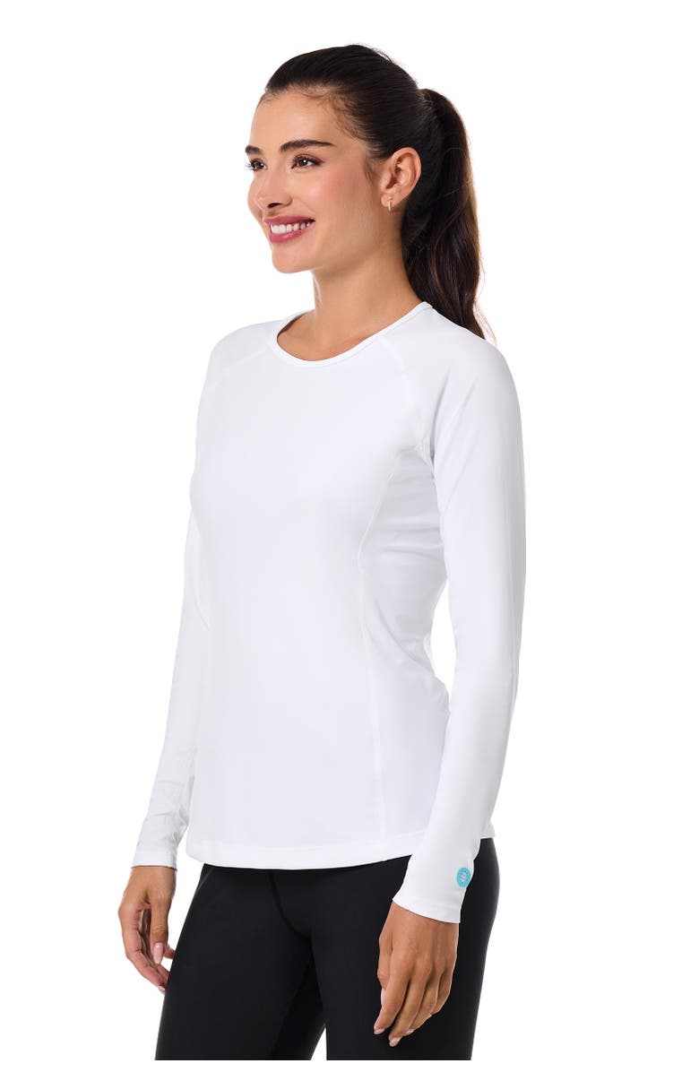 Coolibar Women's Lightweight Swim Shirt with Long Sleeves, UPF 50+ Sun Protection, Hightide Lite, Alternate, color, White
