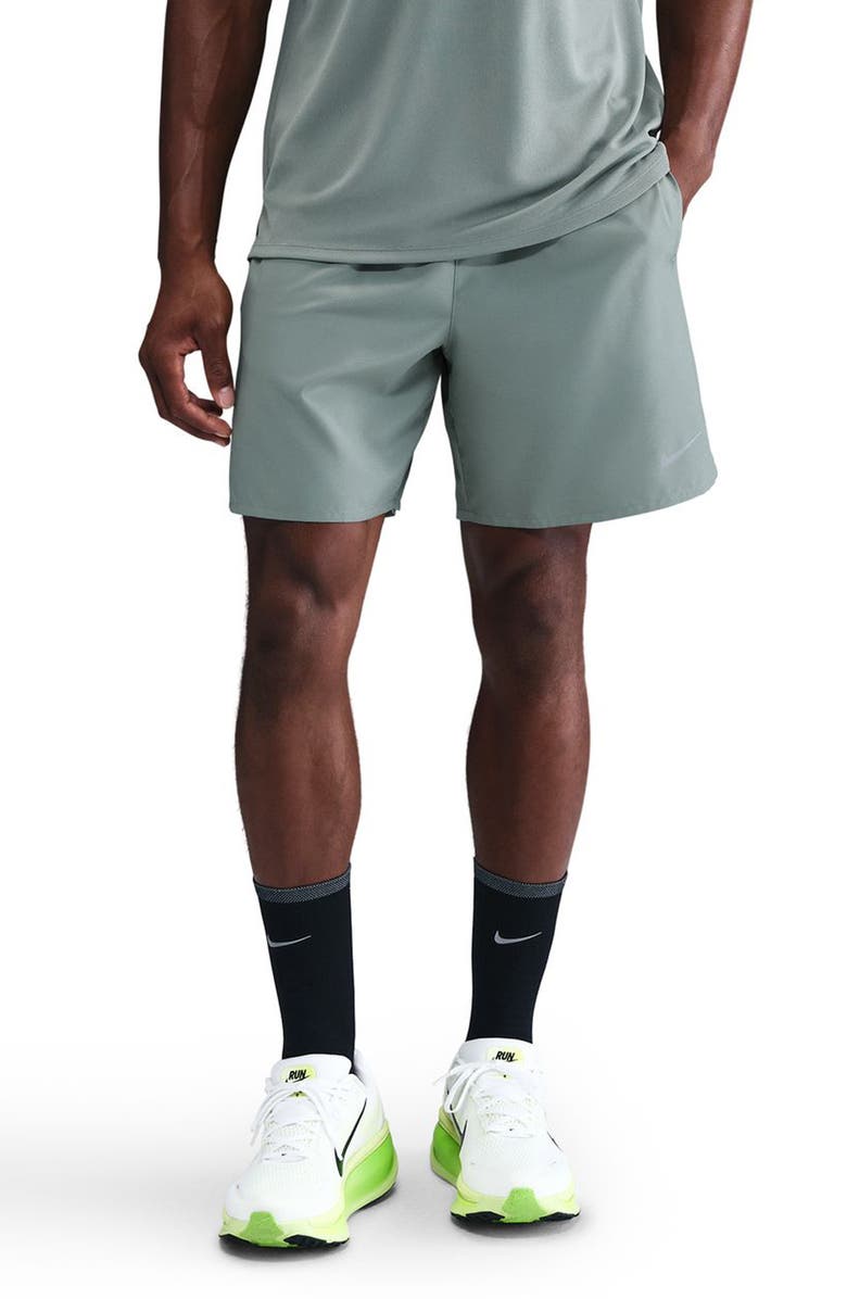 Nike Dri-FIT Challenger Athletic Shorts, Main, color, 364 Clay Green/Clay Green/Reflective Silv