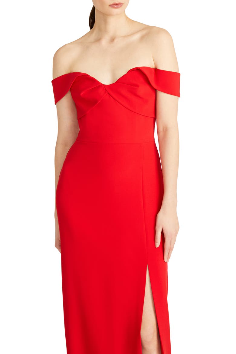 Vivian Off the Shoulder Sheath Gown, Alternate, color, ROUGE