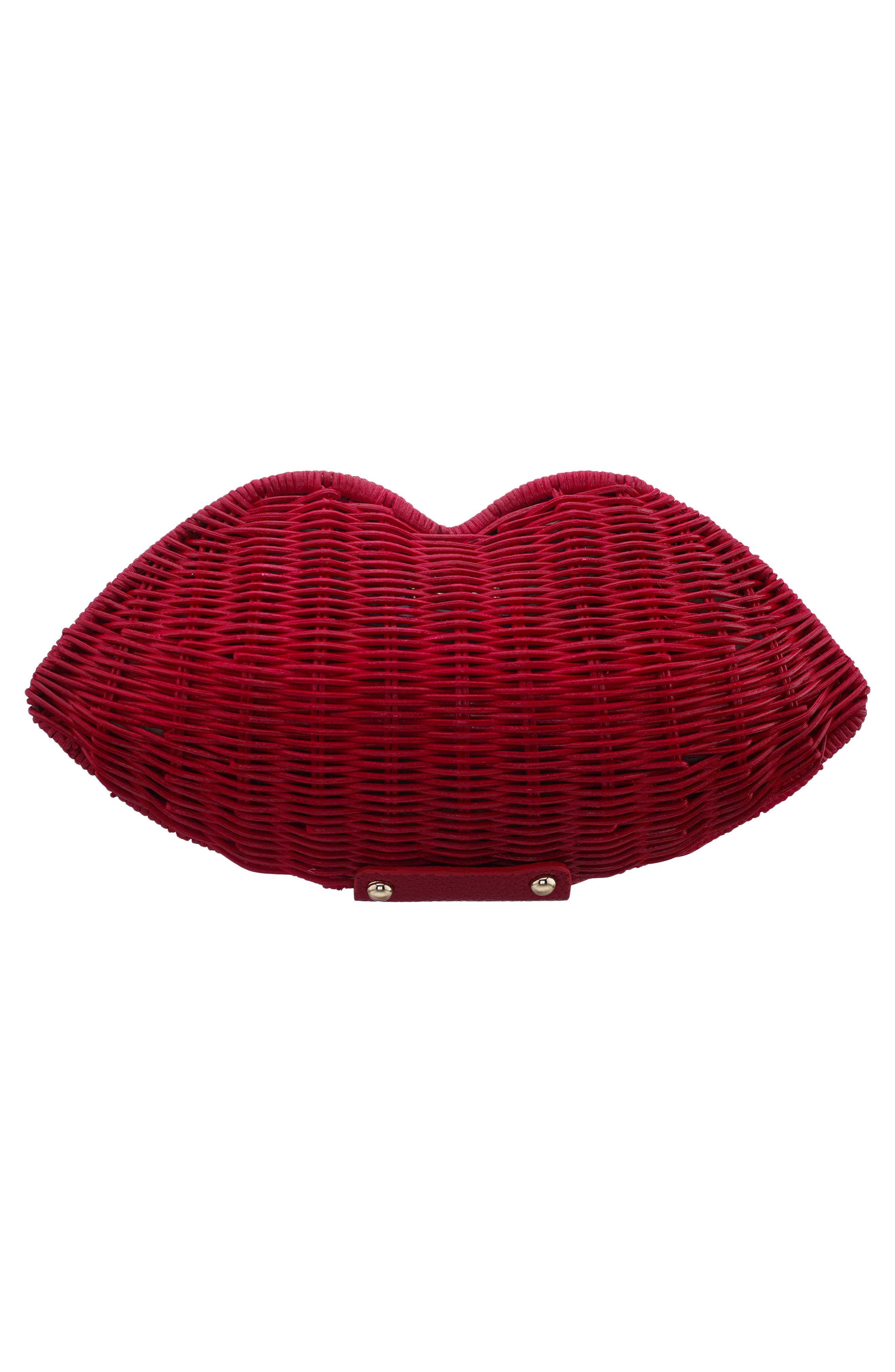Nina Kiss Rattan Clutch, Alternate, color, Red