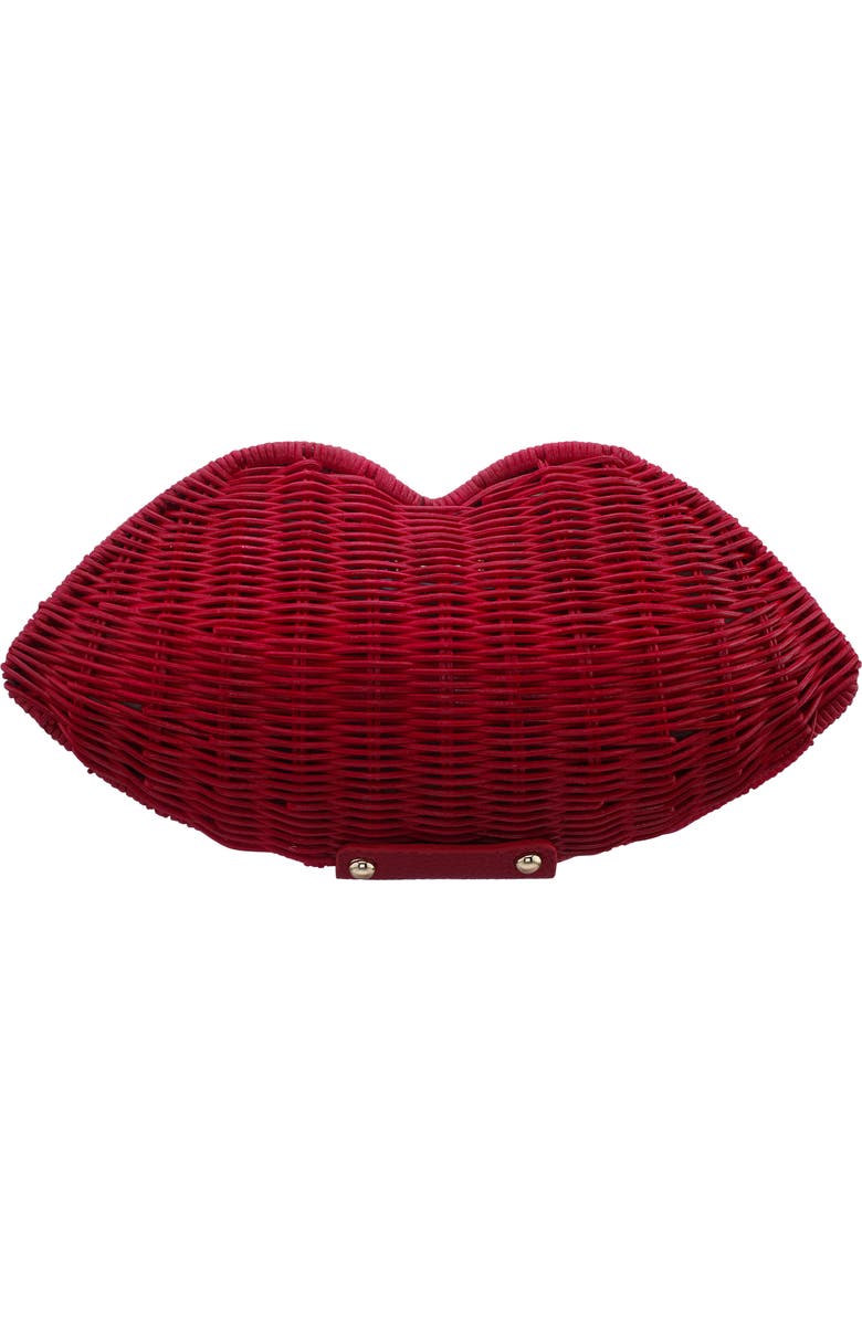 Nina Kiss Rattan Clutch, Alternate, color, Red