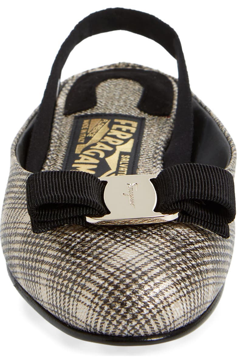 FERRAGAMO Vara Bow Houndstooth Slingback Flat, Alternate, color,