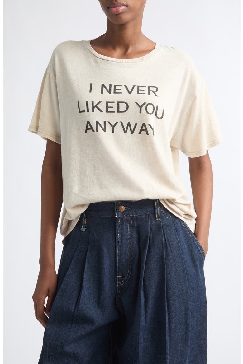 I Never Like You Anyway Cotton & Cashmere Boyfriend T-Shirt, Main, color, ACID KHAKI STONE