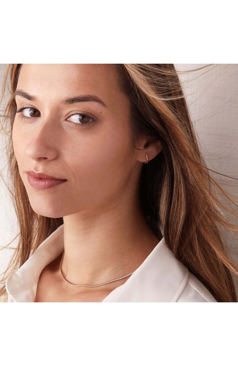 Sara Patino Petite Reversible Huggie with White Topaz, Alternate, color, Gold