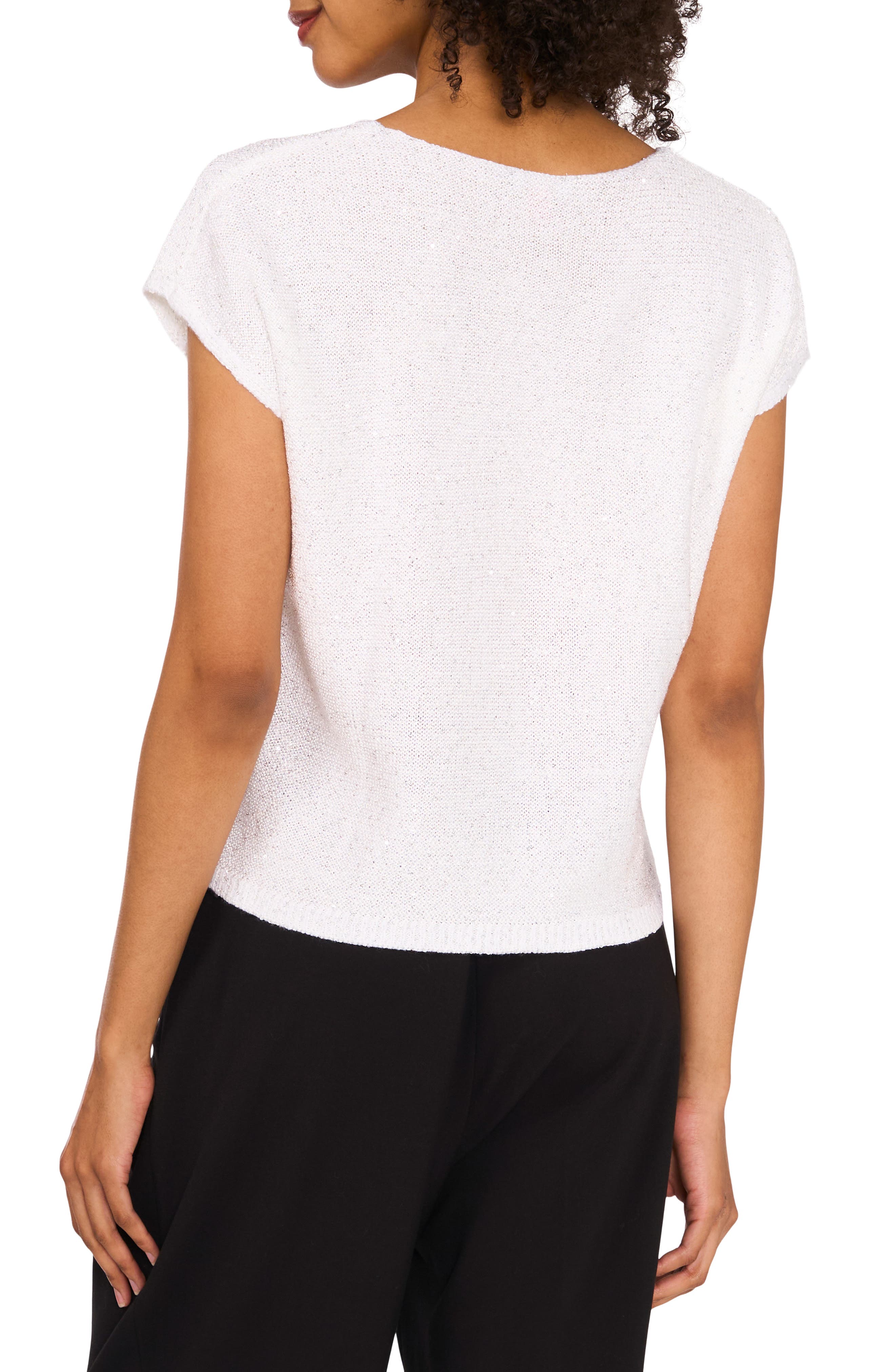 Sequin Accent Short Sleeve Sweater - image 2