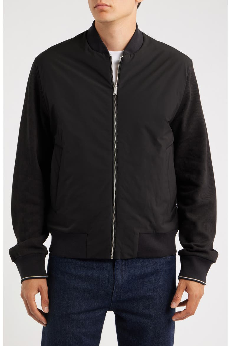 Hybrid Bomber Jacket, Alternate, color, BLACK