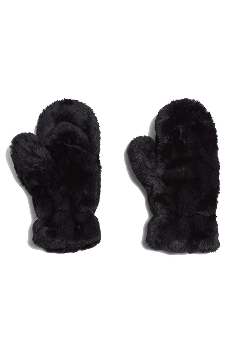 Apparis Coco Faux Fur Mittens, Main, color, Noir