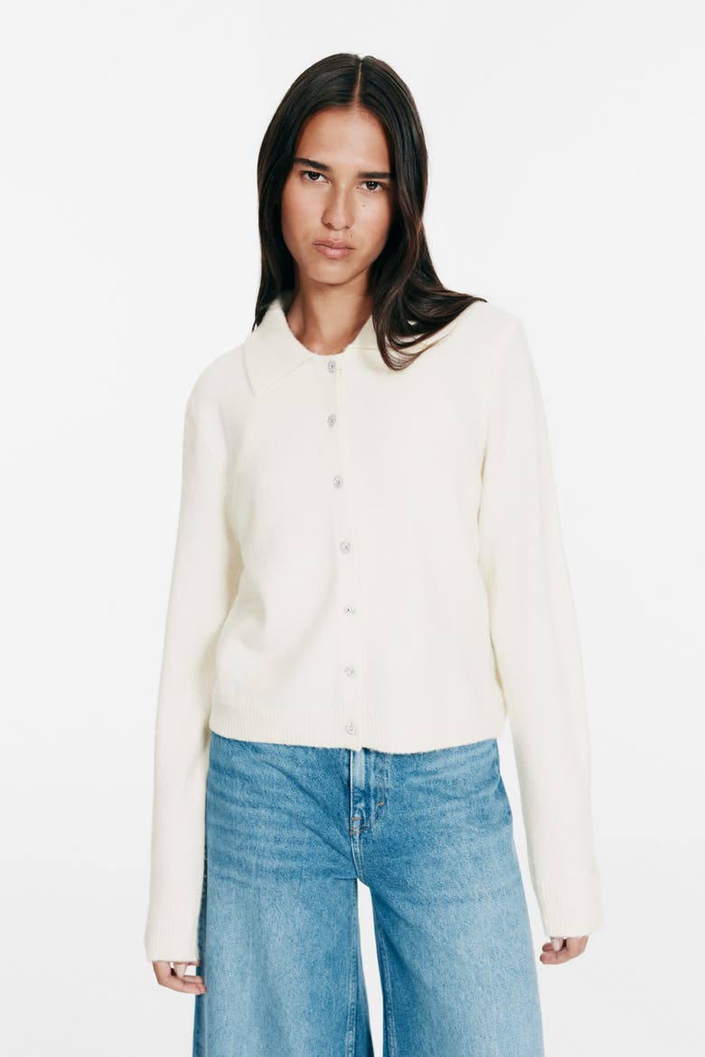 Collared Cardigan, Alternate, color, Cream