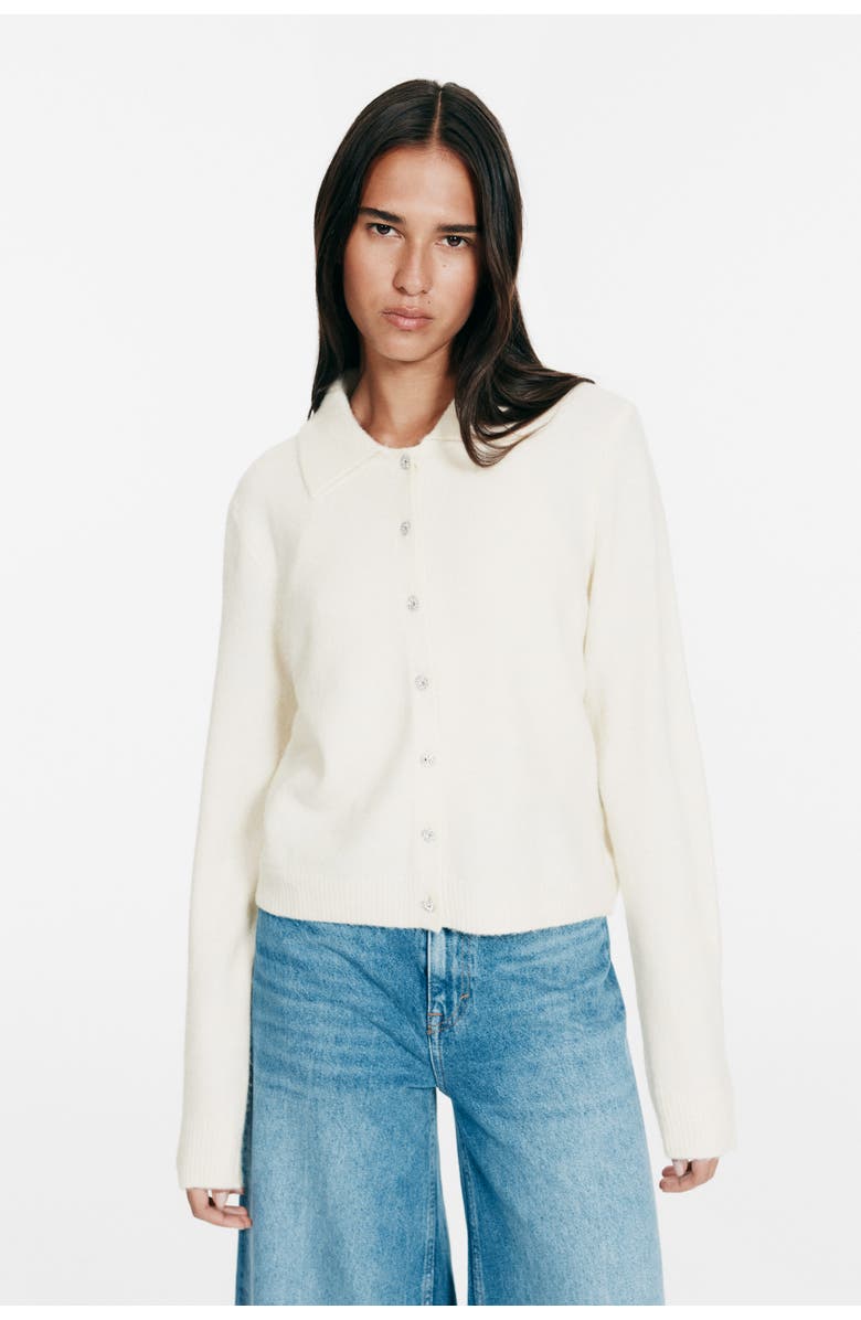 H&M Collared Cardigan, Alternate, color, Cream