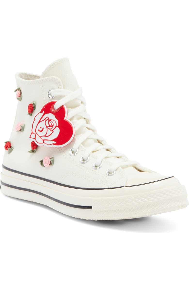 Converse Chuck 70 Hi High Top Sneaker, Main, color, Egret/ Red/ Lt Jellyfish