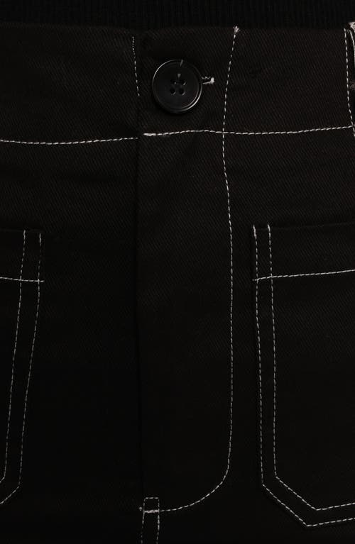 Petal And Pup Petal & Pup Nikko Topstitch Detail Stretch Cotton Midi Skirt In Black