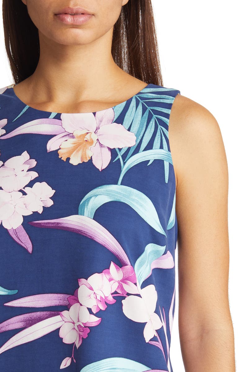 Tommy Bahama Orchid Opulence Print Sleeveless Silk Shift Dress, Alternate, color,