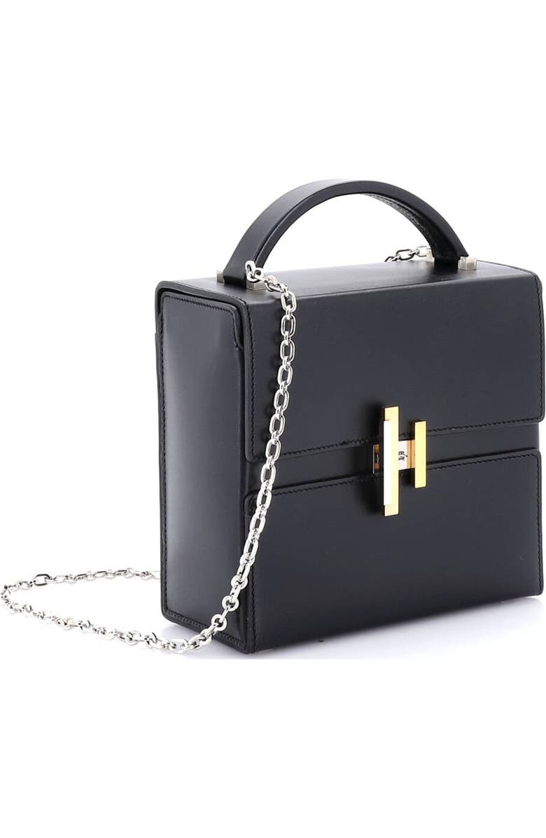 Pre-Owned Hermes Cinhetic Top Handle Bag Villandry Calfskin, Alternate, color, Noir