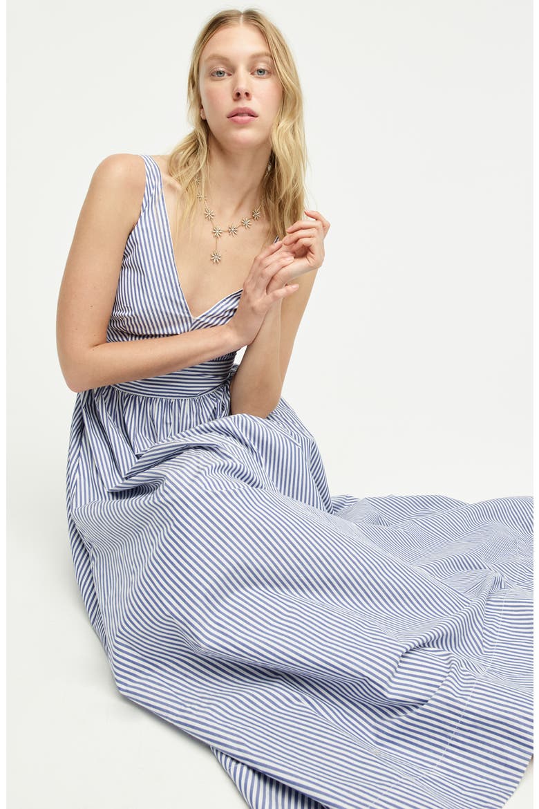 Sleeveless Cotton Poplin Floor Length Maxi Dress, Alternate, color, ROYAL IVORY