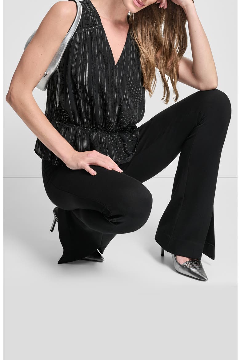 Studded Chiffon Peplum Top, Alternate, color, BLACK