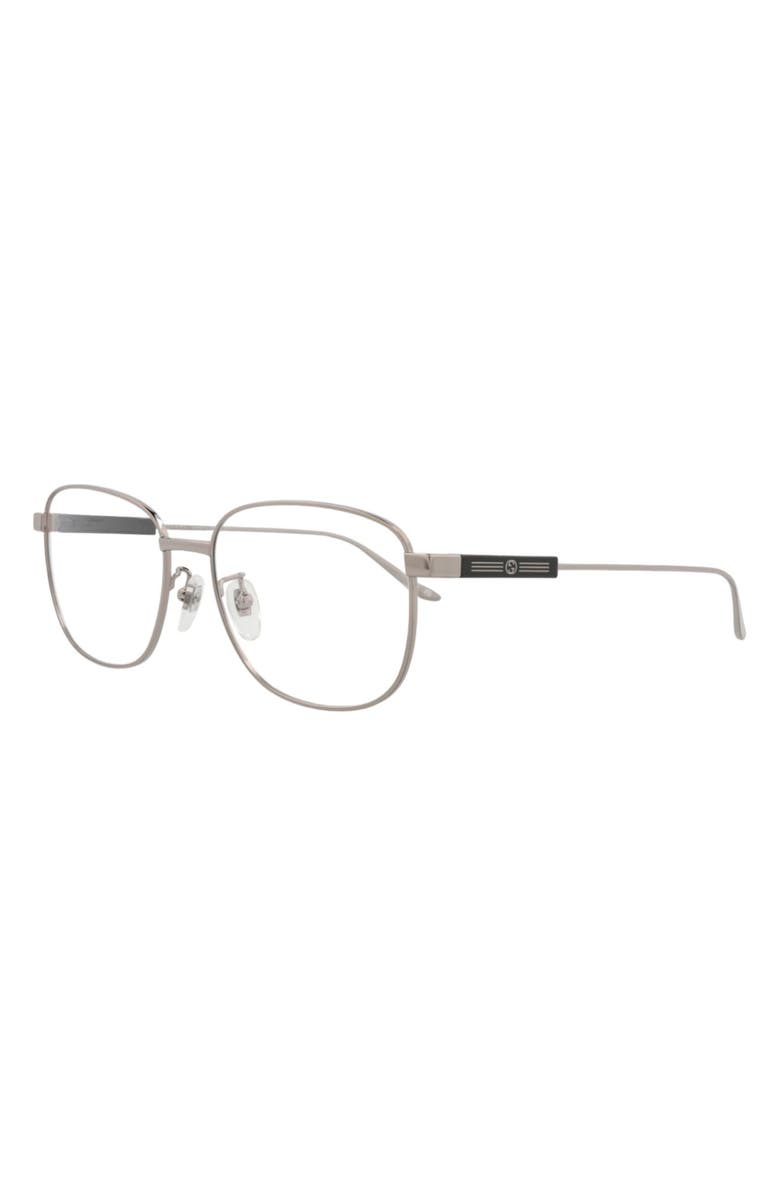 Gucci Novelty 57mm Rectangle Optical Glasses, Alternate, color, Ruthenium Transparent