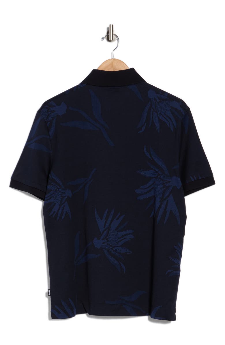 BOSS Parris Floral Cotton Knit Polo, Alternate, color, Dark Blue