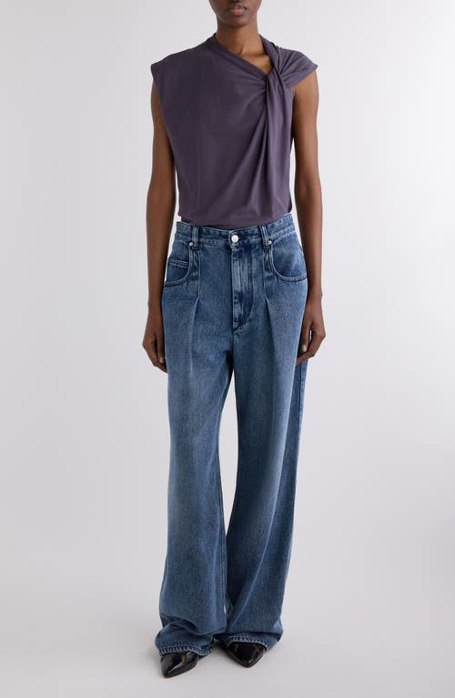 Isabel Marant Nayda Asymmetric Cotton Slub Top In Blue