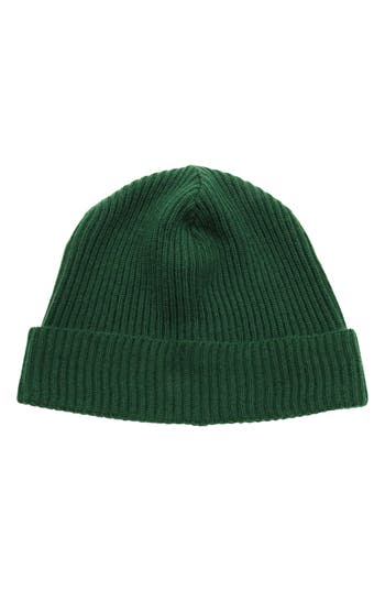 Portolano Merino Wool Rib Cuff Beanie In Green