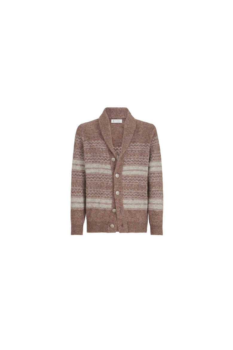 Alpaca, cashmere and wool nordic jacquard cardigan, Alternate, color, Red