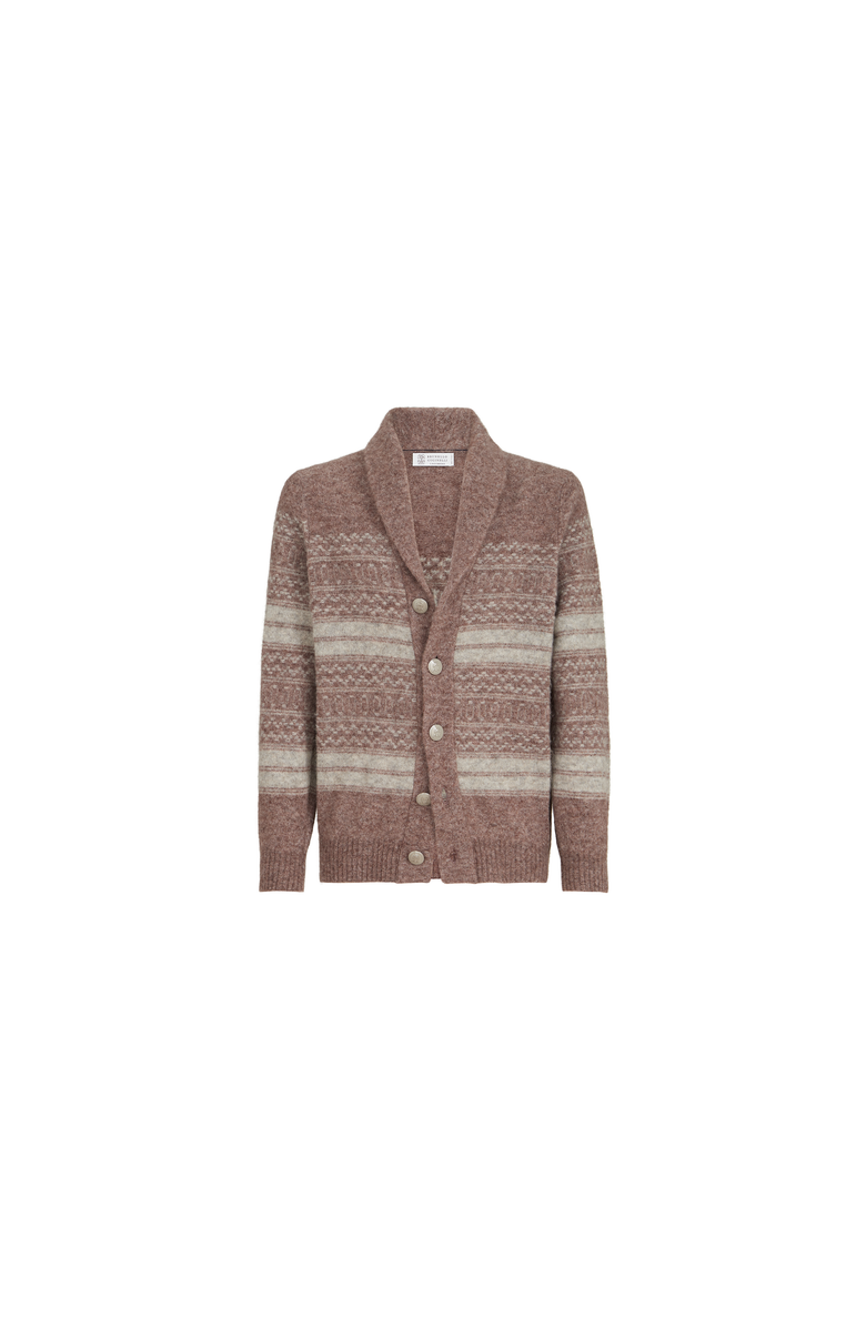 Brunello Cucinelli Alpaca, cashmere and wool nordic jacquard cardigan, Alternate, color, Red