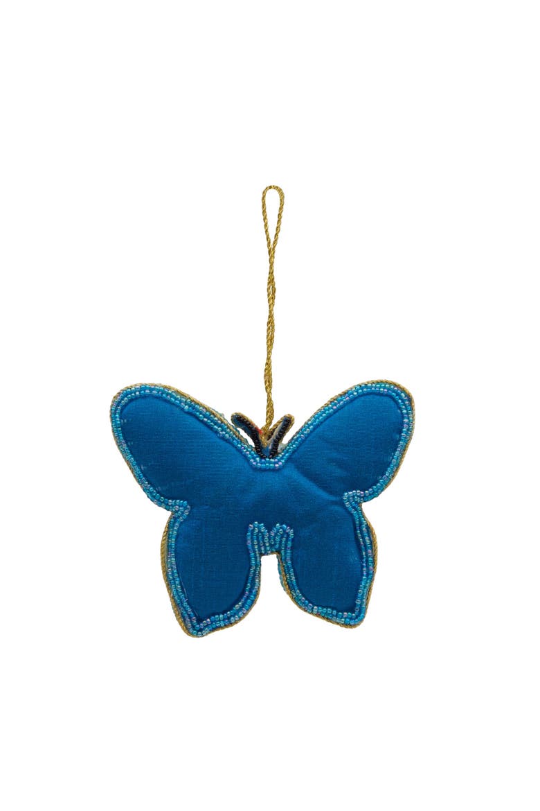 Butterfly Beaded Blue Christmas Tree Ornament, Alternate, color, Blue